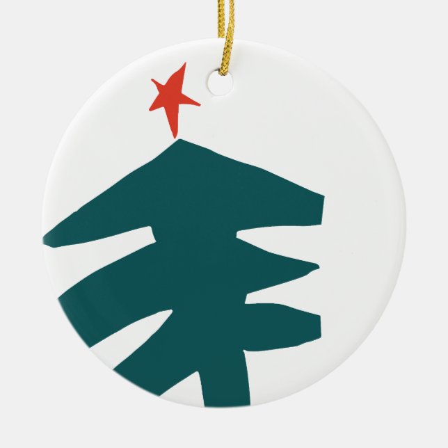 Adorno De Cerámica Ilustracion de Navidades de mano sorda (Frente)