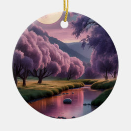 Adorno De Cerámica Ilustración de paisaje de ensueño lunar de fantasí
