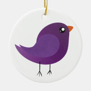 Adorno De Cerámica Ilustración de pajarito morado lindo
