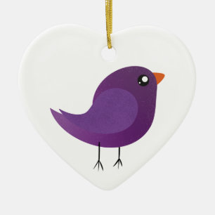 Adorno De Cerámica Ilustración de pájaro morado lindo