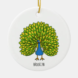 Adorno De Cerámica Ilustracion de pájaro pavo real