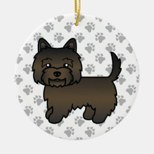 Adorno De Cerámica Ilustración de perro Cairn Terrier de capa atigrad