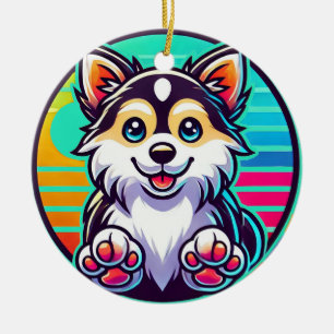 Adorno De Cerámica Ilustración de perro de dibujos animados