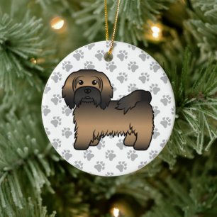 Adorno De Cerámica Ilustración de perro de dibujos animados Havanés a