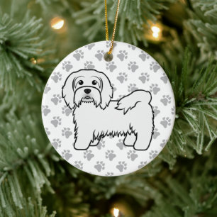 Adorno De Cerámica Ilustración de perro de dibujos animados Havanés b