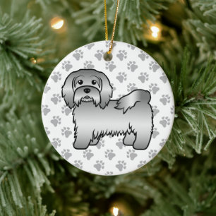 Adorno De Cerámica Ilustración de perro de dibujos animados Havanés p