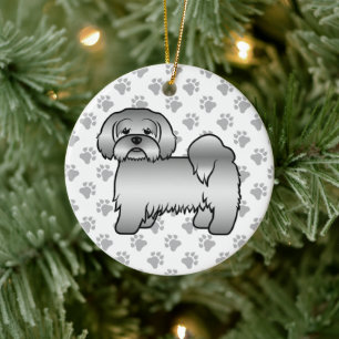 Adorno De Cerámica Ilustración de perro de dibujos animados Lhasa Aps