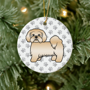 Adorno De Cerámica Ilustración de perro de dibujos animados Lhasa Aps