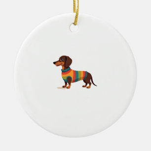 Adorno De Cerámica Ilustración de perro largo dachshund lindo con sué