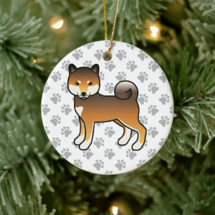 Adorno De Cerámica Ilustración de perro Shiba Inu de sésamo rojo esti