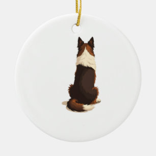 Adorno De Cerámica Ilustración de perro vintage Border Collie desde a