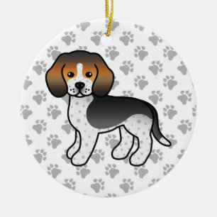 Adorno De Cerámica Ilustracion de Personalizado beagle de cola de per