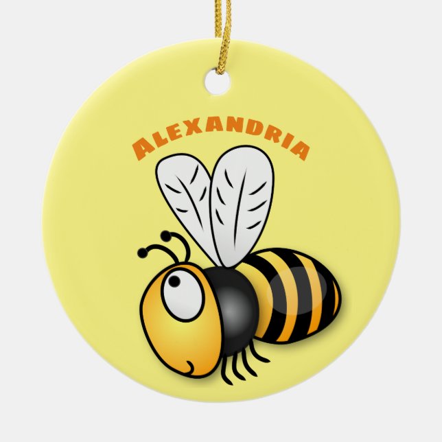Adorno De Cerámica Ilustracion de personalizado de abejas alegres (Frente)