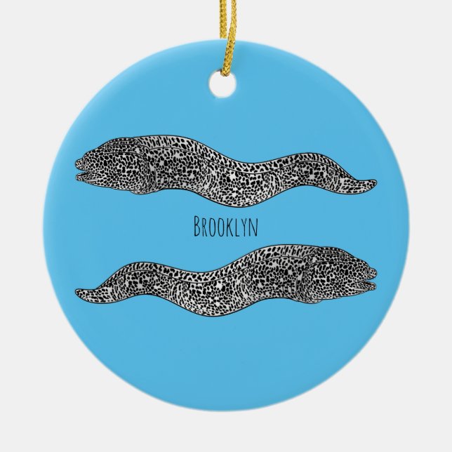 Adorno De Cerámica Ilustracion de personalizado de anguila negra con  (Frente)