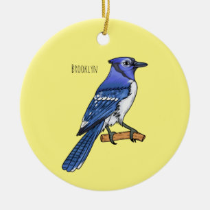Adorno De Cerámica Ilustracion de personalizado de ave azul jay