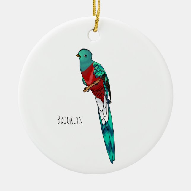 Adorno De Cerámica Ilustracion de personalizado de aves quetzales res (Frente)