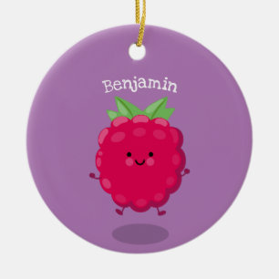 Adorno De Cerámica Ilustracion de personalizado de frambuesa alegre