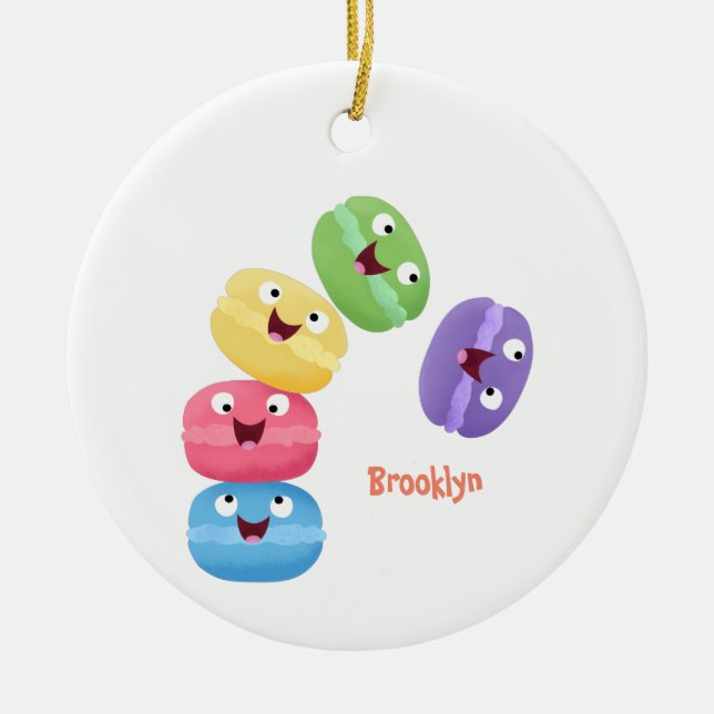 Adorno De Cerámica Ilustracion de personalizado de macarons graciosos (Frente)