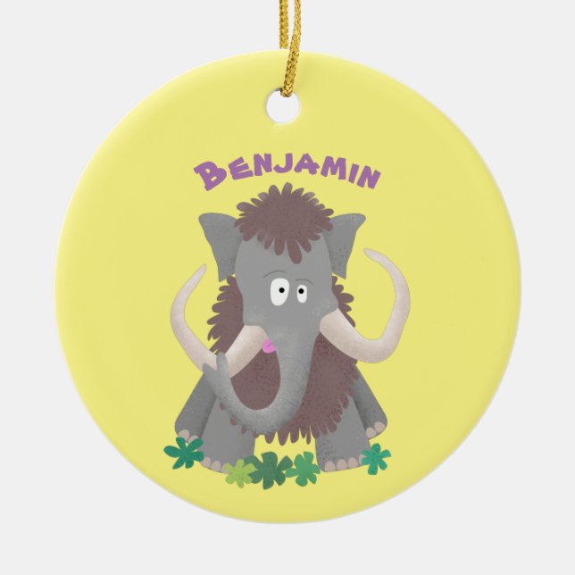 Adorno De Cerámica Ilustracion de personalizado de mamut bobo gracios (Frente)