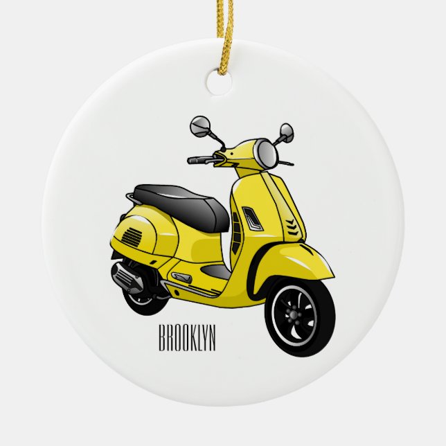 Adorno De Cerámica Ilustracion de personalizado de motocicleta con ci (Frente)