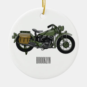 Adorno De Cerámica Ilustracion de personalizado de motocicleta de cru