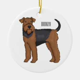 Adorno De Cerámica Ilustracion de personalizado de perro Airedale ter