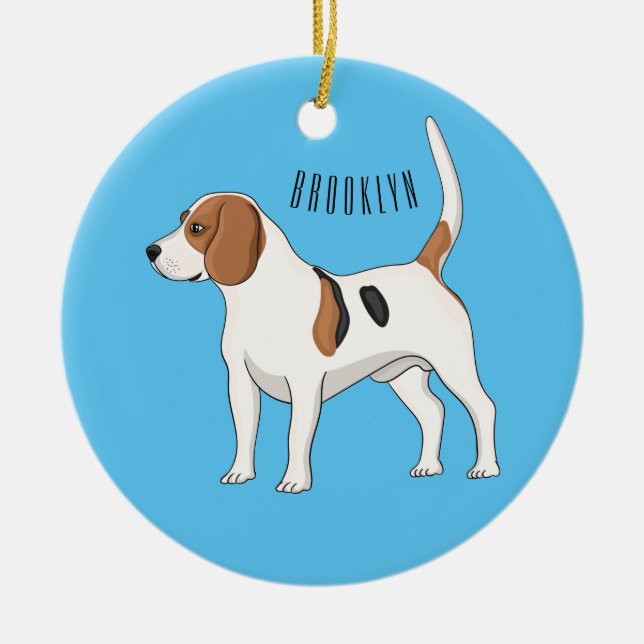 Adorno De Cerámica Ilustracion de personalizado de perro Beagle (Frente)