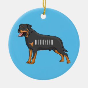 Adorno De Cerámica Ilustracion de personalizado de perro de Rottweile