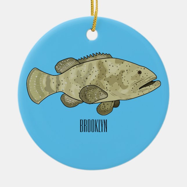 Adorno De Cerámica Ilustracion de personalizado de pescado de grupo (Frente)
