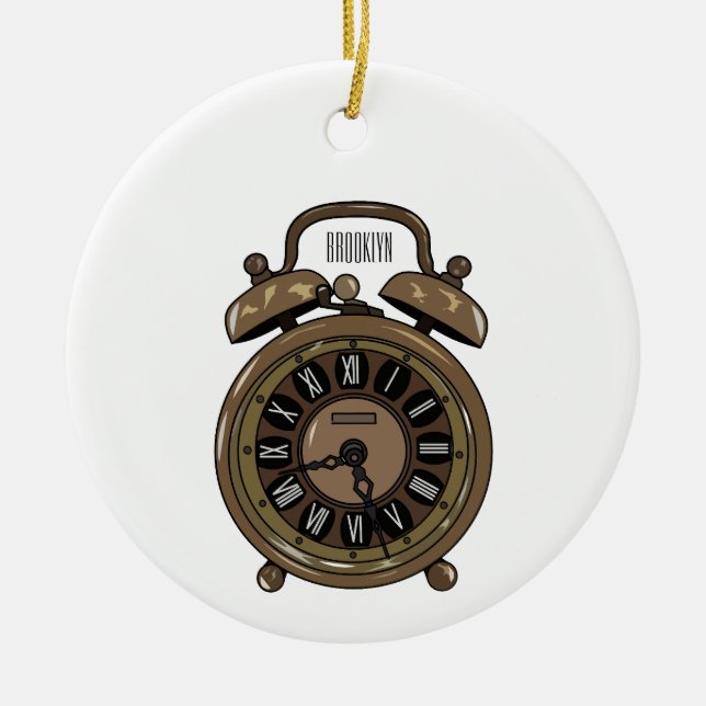 Adorno De Cerámica Ilustracion de personalizado de reloj de alarma (Frente)