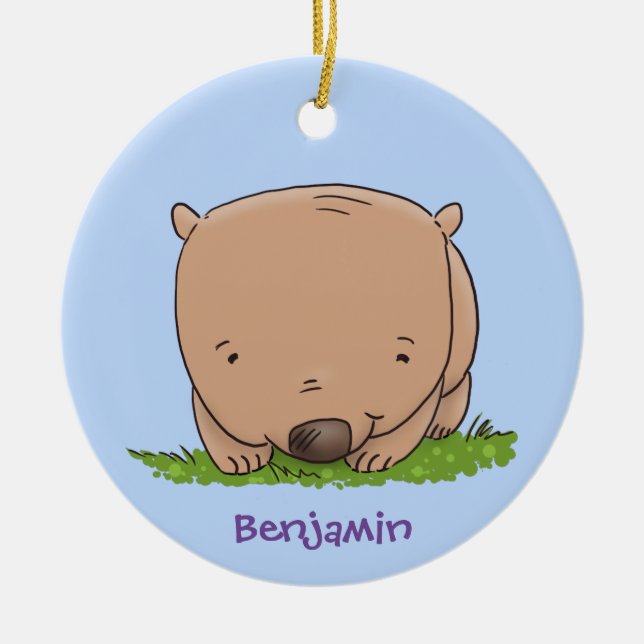 Adorno De Cerámica Ilustracion de personalizado de wombat para bebé l (Frente)