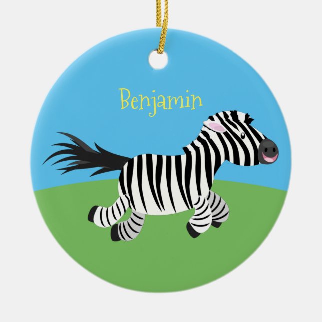 Adorno De Cerámica Ilustracion de personalizado de zebra graciosa (Frente)