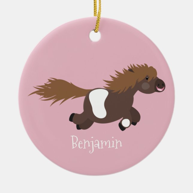 Adorno De Cerámica Ilustracion de personalizado del pony de Shetland  (Frente)