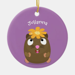 Adorno De Cerámica Ilustracion de personalizado feliz de conejillo de