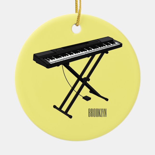 Adorno De Cerámica Ilustracion de piano personalizado de teclado (Frente)