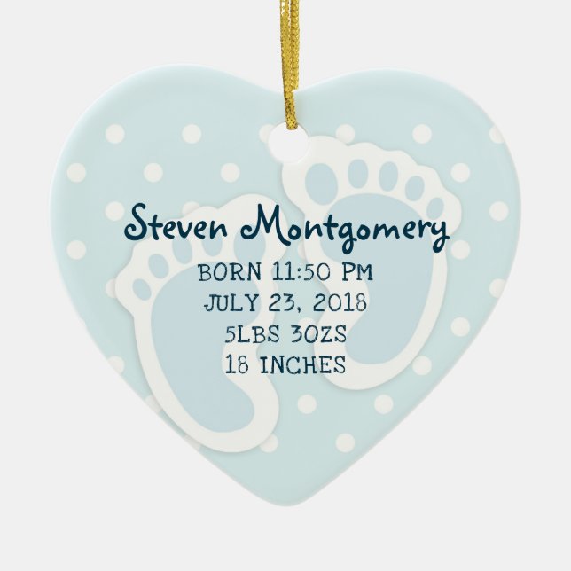 Adorno De Cerámica Ilustracion de pies de niño pequeño azul (Frente)