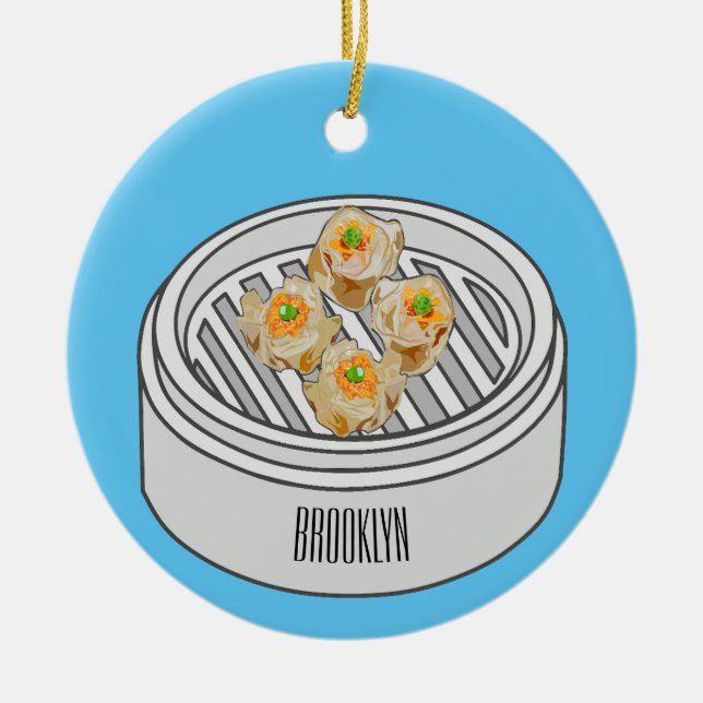 Adorno De Cerámica Ilustracion de Shumai dim sum personalizado (Frente)