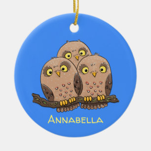 Adorno De Cerámica Ilustracion de trío de búho lindo