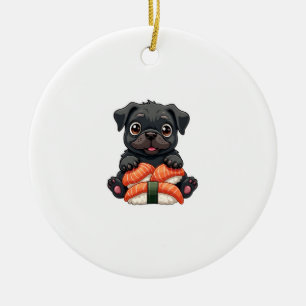 Adorno De Cerámica Ilustración de Vector de Cartoon de Sushi de Pug N