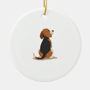 Adorno De Cerámica Ilustración de vista trasera de perro Beagle vinta