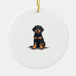 Adorno De Cerámica Ilustración de vista trasera de perro negro y bron