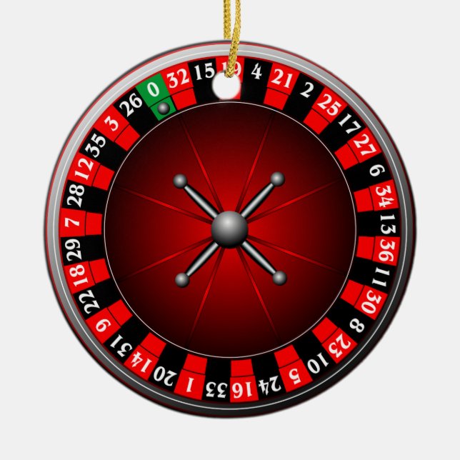 Adorno De Cerámica Ilustracion del casino con la rueda de ruleta (Frente)