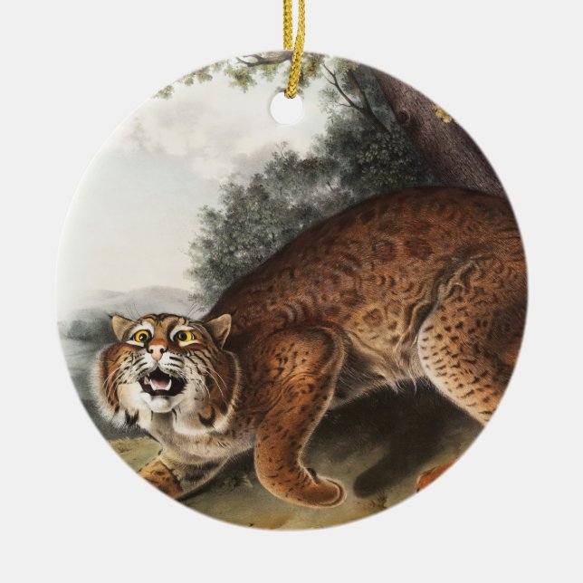 Adorno De Cerámica Ilustracion del gato salvaje estadounidense (Lynx  (Frente)