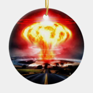 Adorno De Cerámica Ilustracion del hongo atómico de la explosión