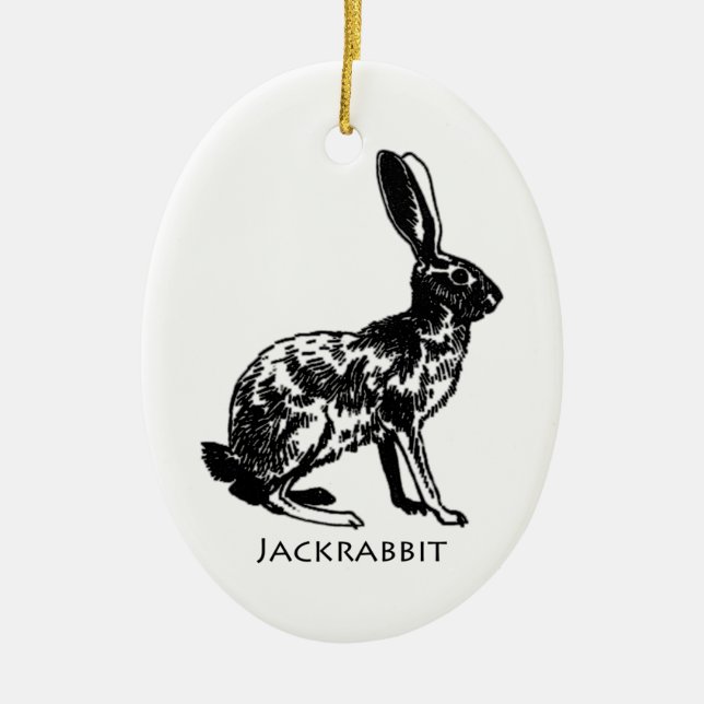 Adorno De Cerámica Ilustracion del Jackrabbit (Frente)