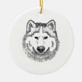 Adorno De Cerámica Ilustracion del lobo gris