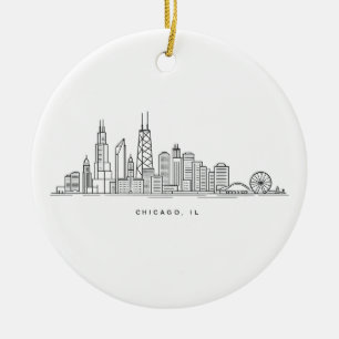 Adorno De Cerámica Ilustración del paisaje urbano de Chicago IL
