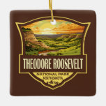 Adorno De Cerámica Ilustracion del Parque Nacional Theodore Roosevelt<br><div class="desc">Diseño artístico vectorial Theodore Roosevelt. El parque es un parque nacional estadounidense que comprende tres zonas de tierras bajas separadas geográficamente en el oeste de Dakota del Norte.</div>