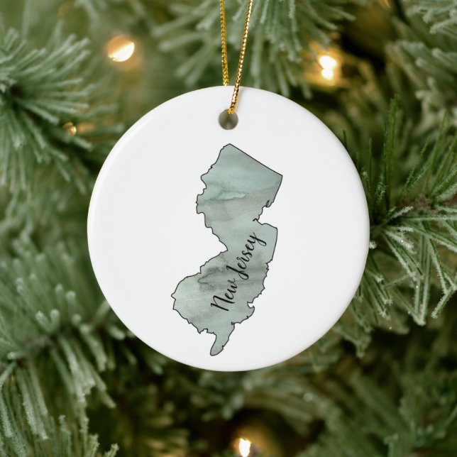 Adorno De Cerámica Ilustracion Estatal de Nueva Jersey (Árbol)