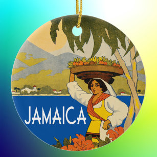 Adorno De Cerámica Ilustracion estilo viaje vintage de Jamaica